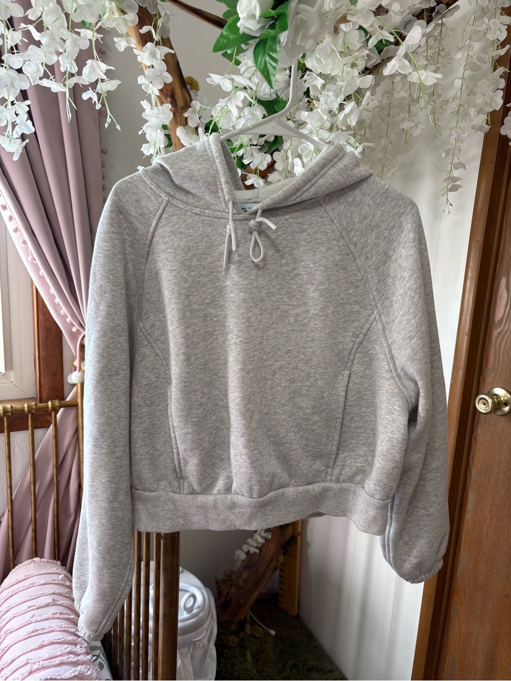 FLX Women's Gray Cropped Hoodie Sweatshirt